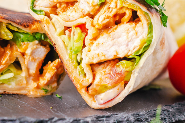 Grilled chicken wrap at Express Pizza Weymouth